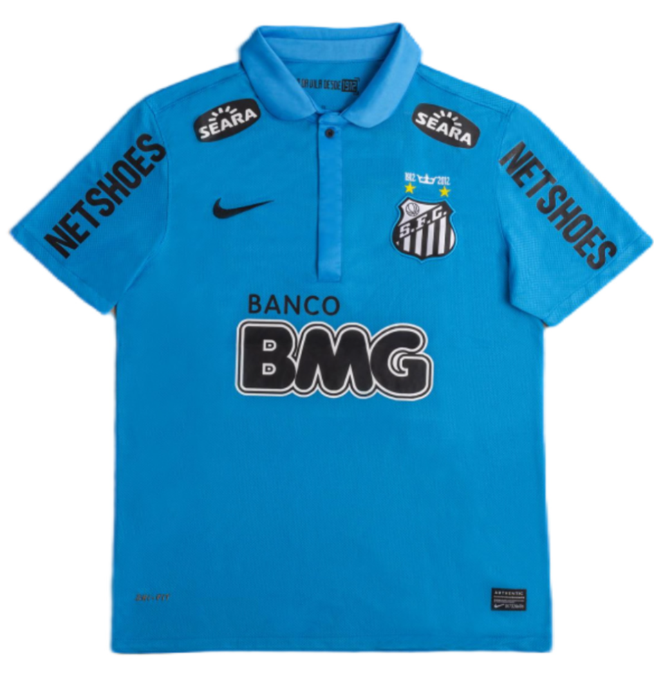 Retro 2012 Santos 3rd away black and white Soccer Jersey Neymar JR 11