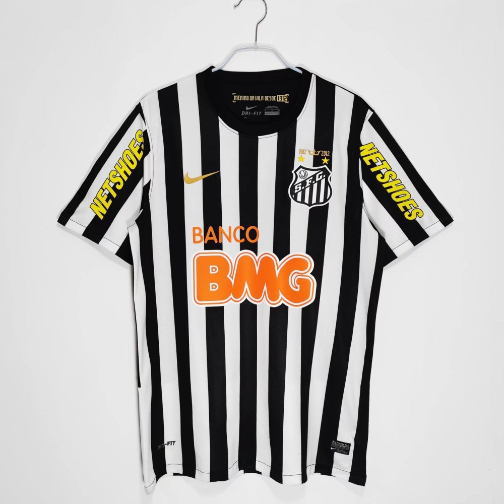 Retro 2012 Santos away black and white Soccer Jersey Neymar JR 11