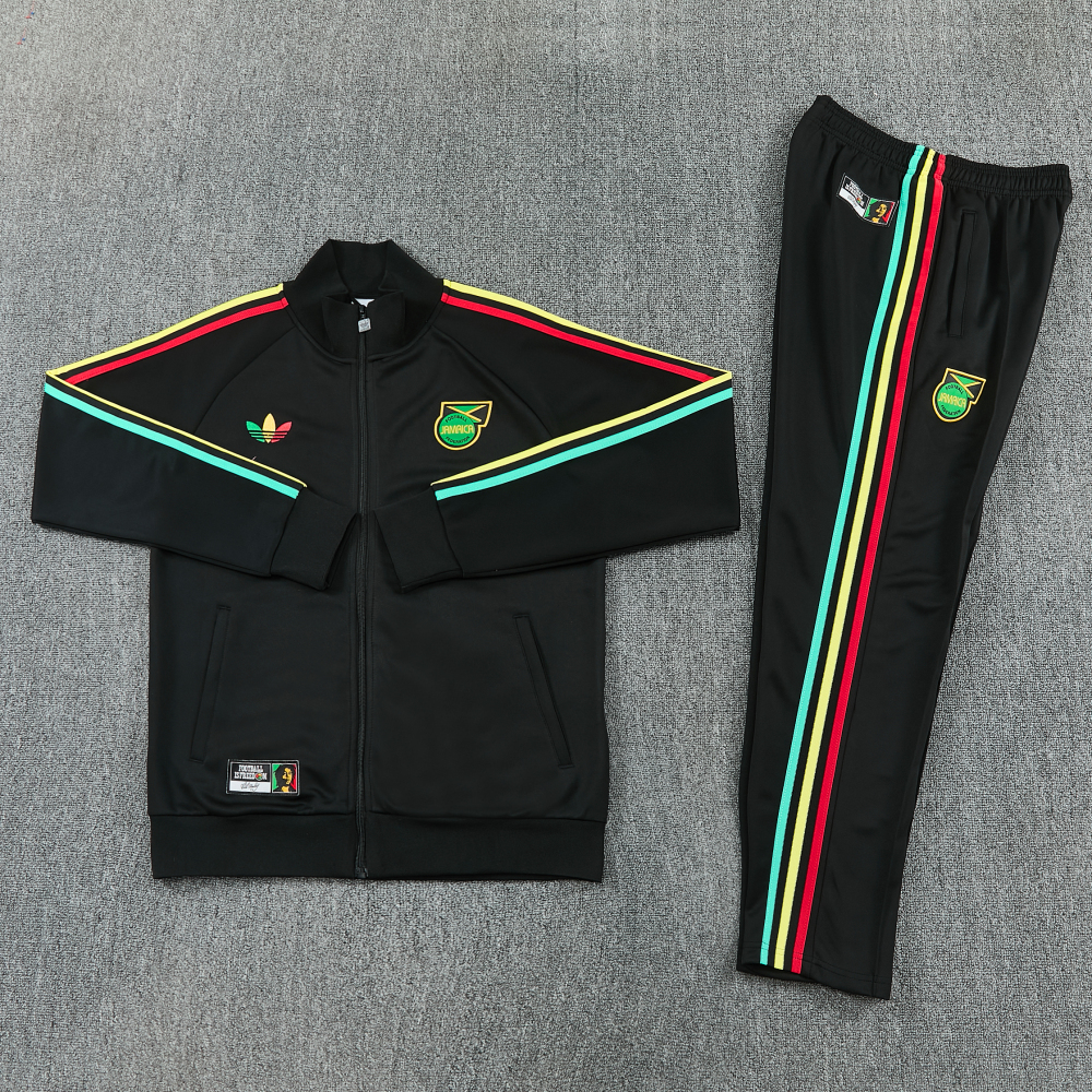 2026 Jamaica black Team Training Tracksuit Jacket Set – Soccer Training Wear Full Zip Football Tracksuit