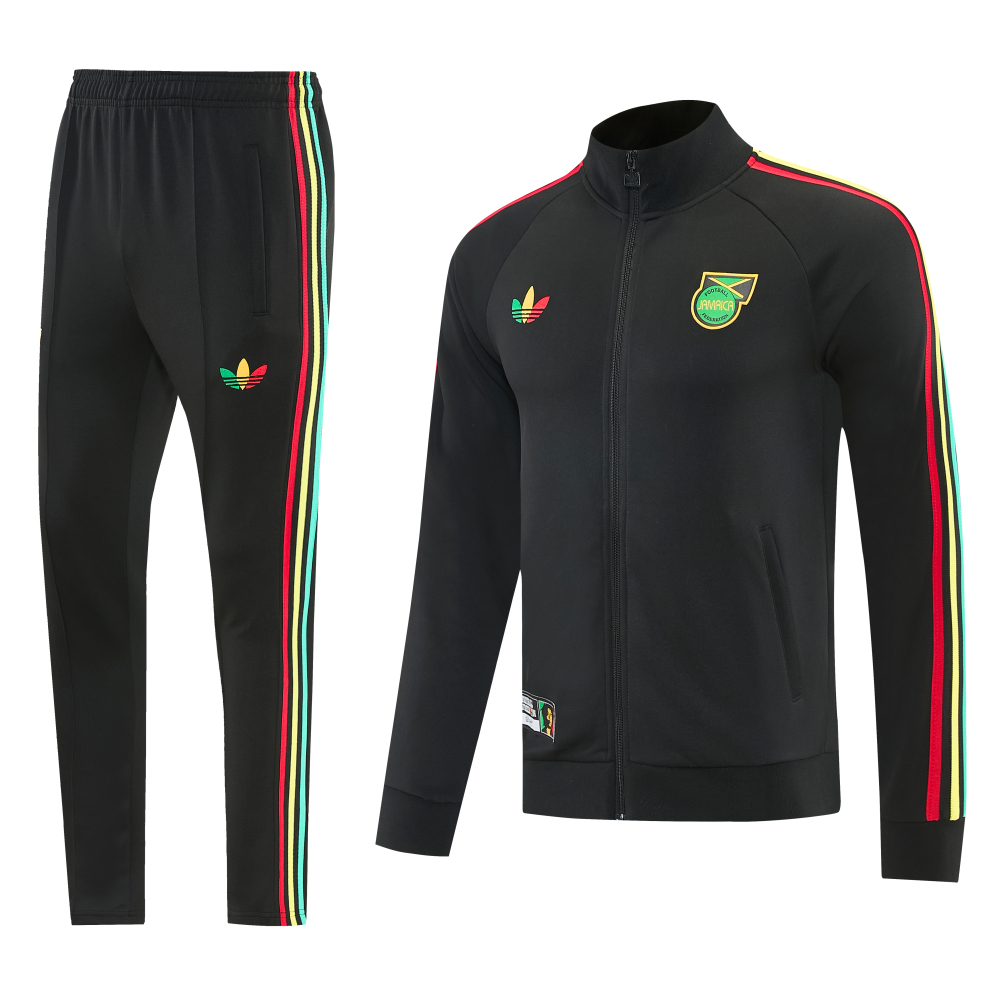 2026 Jamaica black Team Training Tracksuit Jacket Set – Soccer Training Wear Full Zip Football Tracksuit