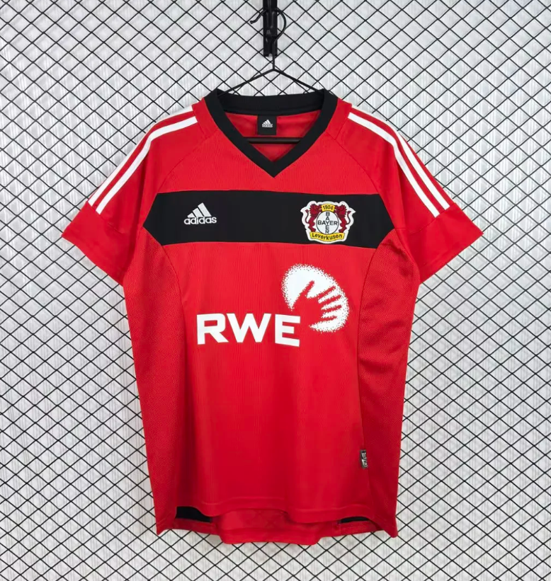 Retro 2002-2004 Bayer Leverkusen Home Jersey - Classic Red Black Striped Football Shirt S-2XL