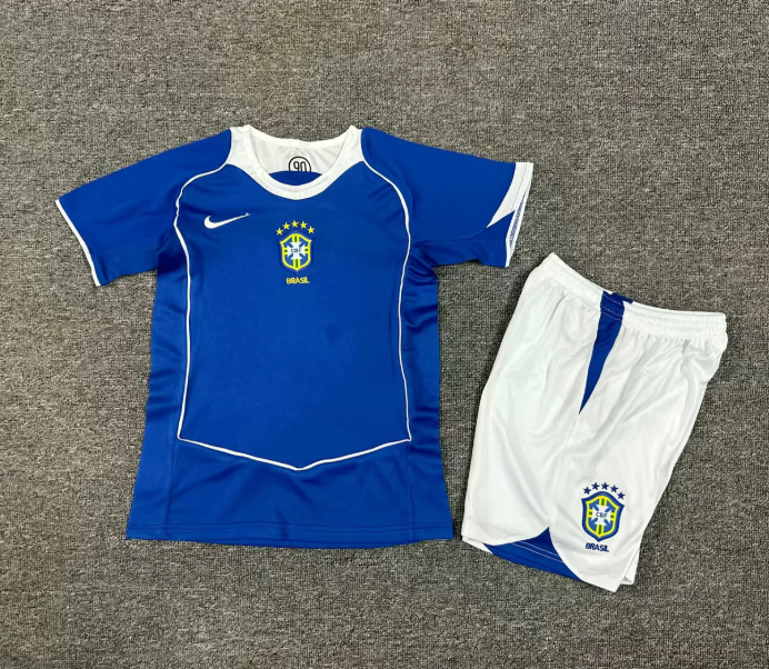2004 Brazil Away Kids Jersey | Retro Brazil Football Shirt