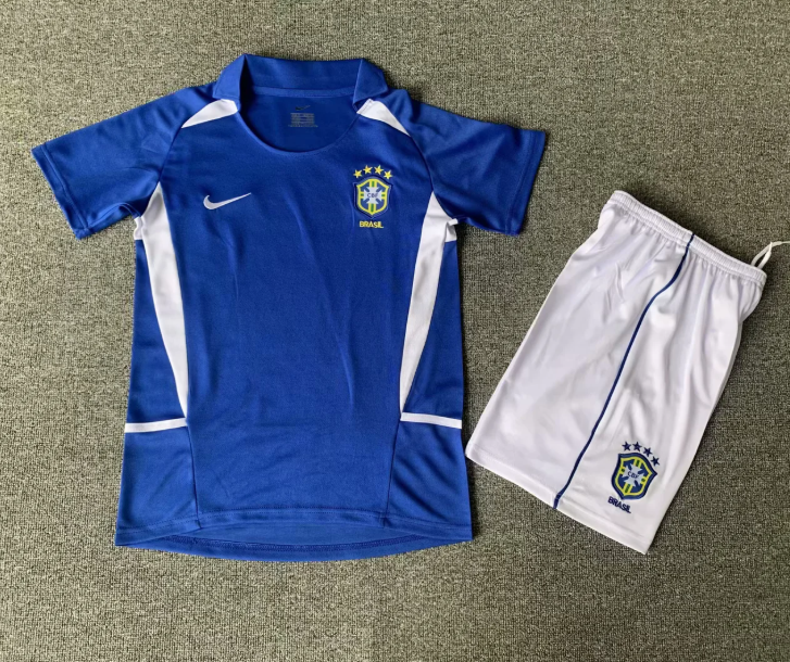 2002 Brazil Away Kids Jersey | Retro Brazil Football Shirt