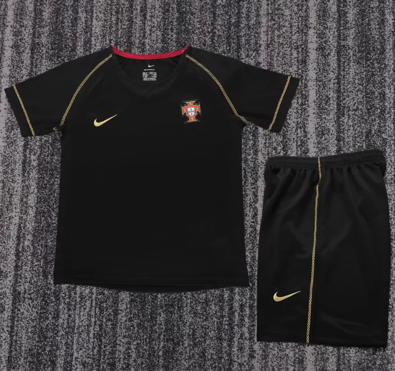 Portugal 2006 Away Kids Retro Jerseys - Figo 7 Rui Costa 10 Burgundy Children's Football Kit