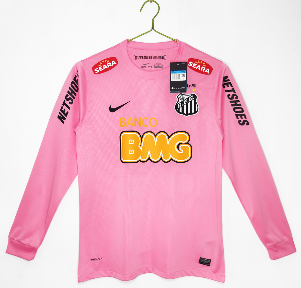 Santos FC 2012 Pink Long Sleeve Jersey Retro Brazilian Football Shirt