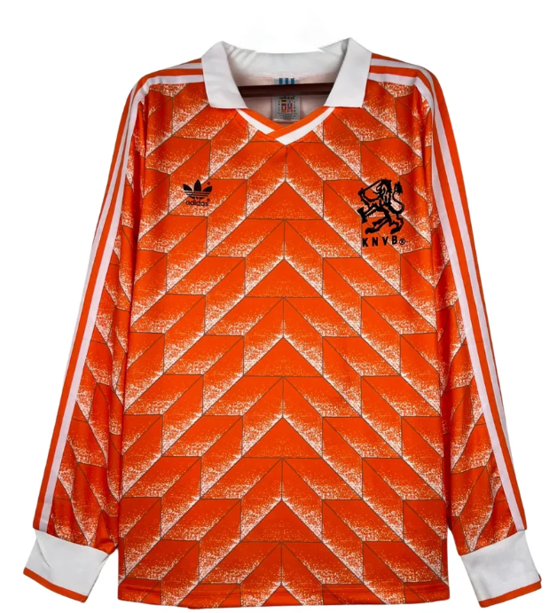 1988 Netherlands Orange Long Sleeve Retro Soccer Jersey