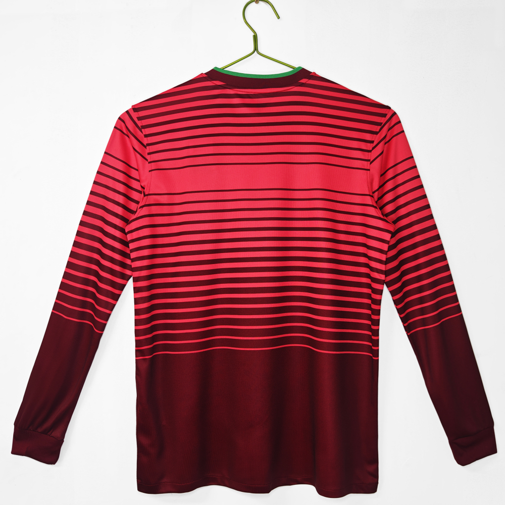 2014 Portugal Home Long Sleeve Ronaldo Retro Soccer Jersey