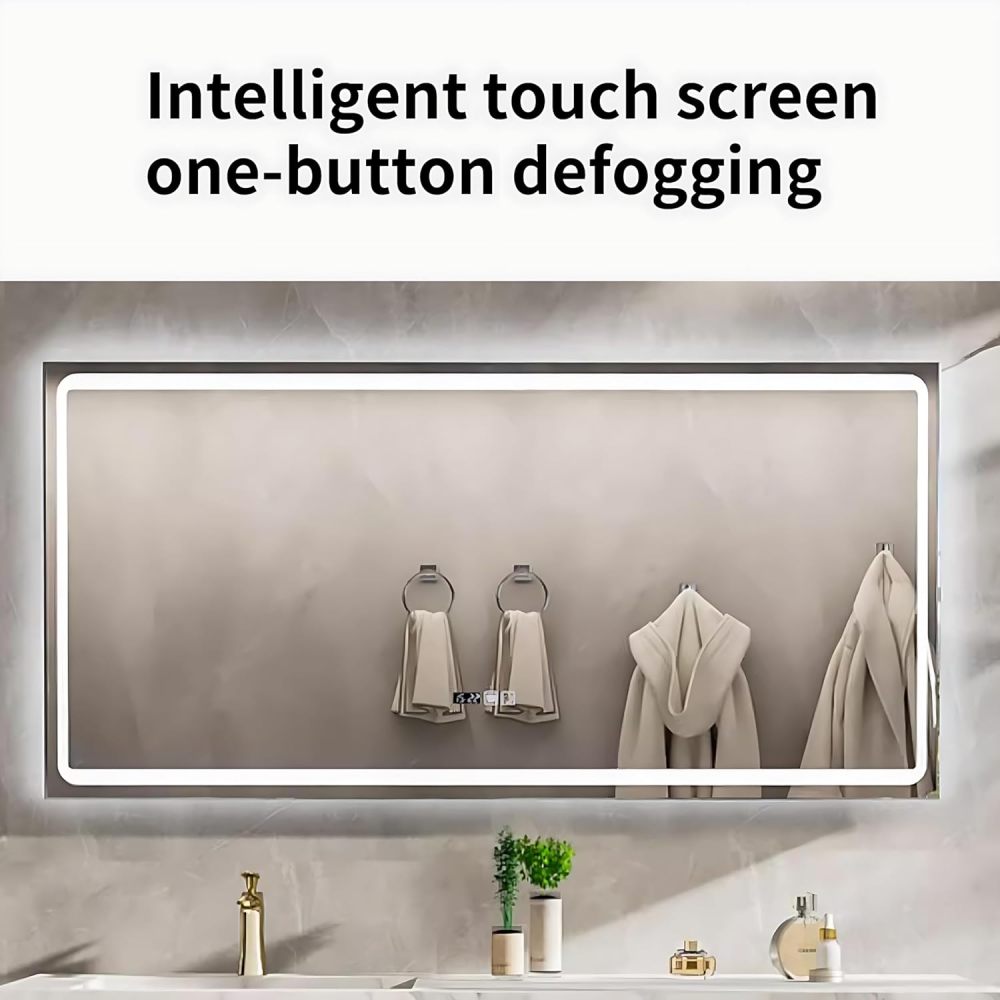 Bathroom Vanity - Simple Bathroom Vanity with Sink, Modern Bathroom Vanities Set Includes Smart Led Fog Removal Lights & Mirror Side Cabinet (32")