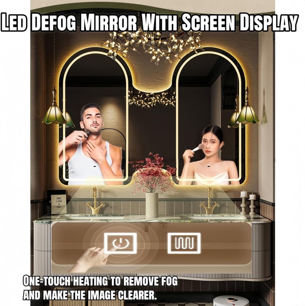 Double Sink Bathroom Vanity- Luxury Sink and Cabinet Combo Set with Solid Wood Pedestal Storage, Floating Vanity Design, Vanity Cabinet with Mirror and Generous Storage Solutions