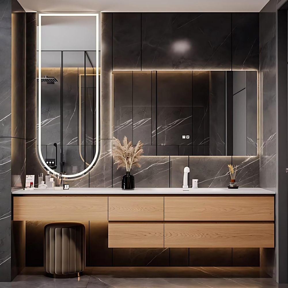 Bathroom Vanity - Floating Bathroom Vanity with Sink Includes Light Luxury Wood Style | Smart Defog Mirror,Dressing Table Combination with 5 Drawers(72IN)