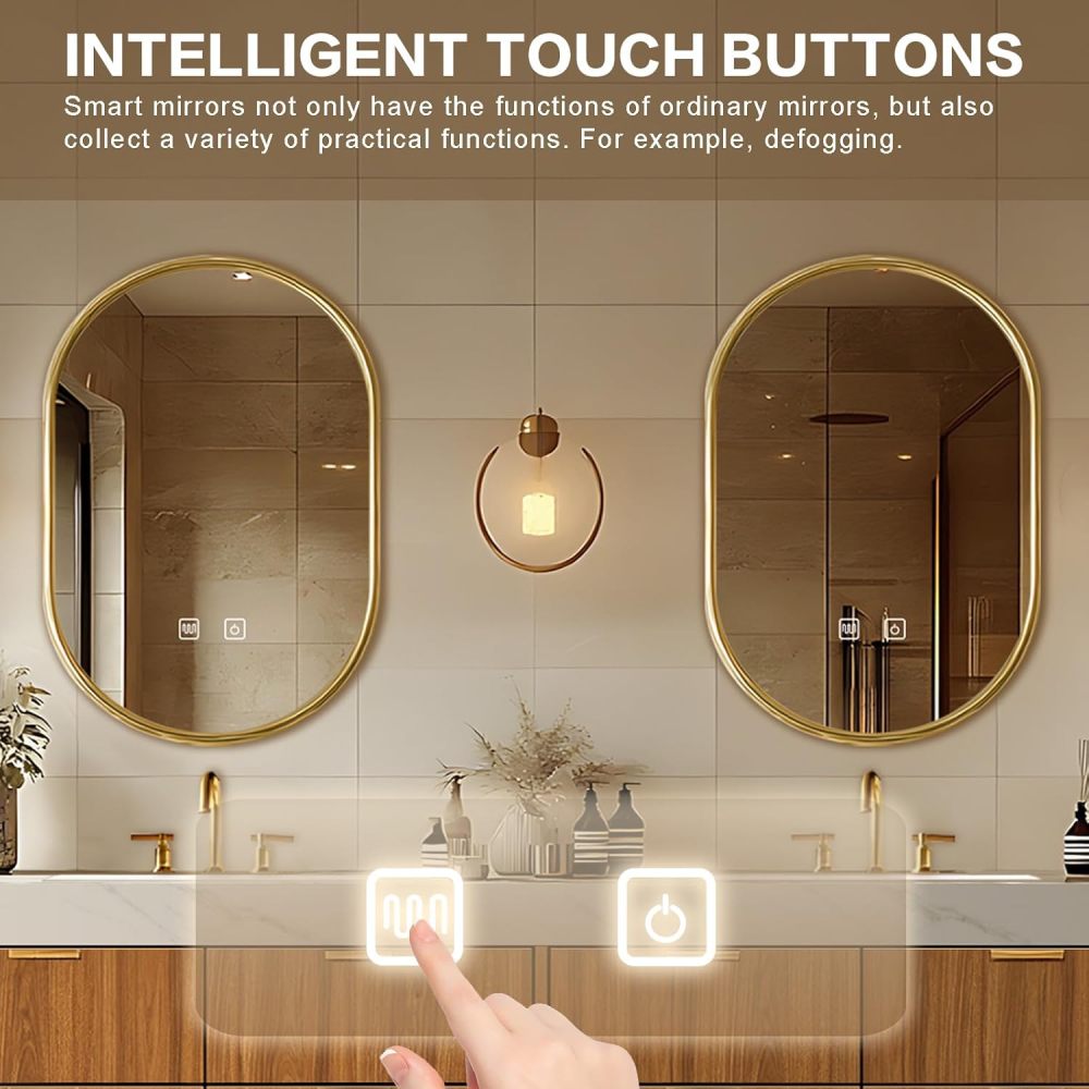 68 inch Bathroom Vanity – Floating Bathroom Vanity with Double Sinks Includes Symmetrical Cabinet & Irregular Mirror|Modern Log Style,LED Smart Defogging Mirror
