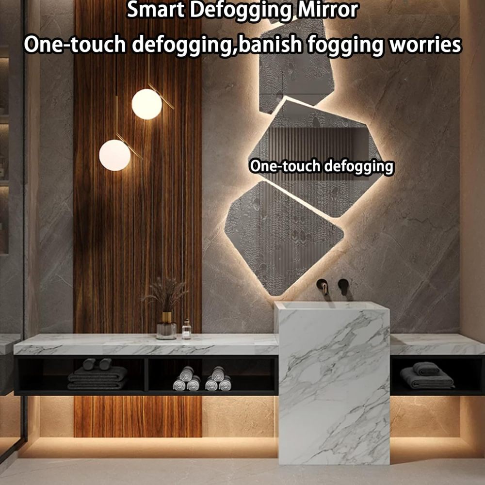 80IN Bathroom Vanity - Modern Bathroom Vanity with Anti-Fog Mirror Cabinet, One-Touch Defog & Lighting, Luxury Sink Cabinet with Multiple Storage Areas, No Assembly Required, Black