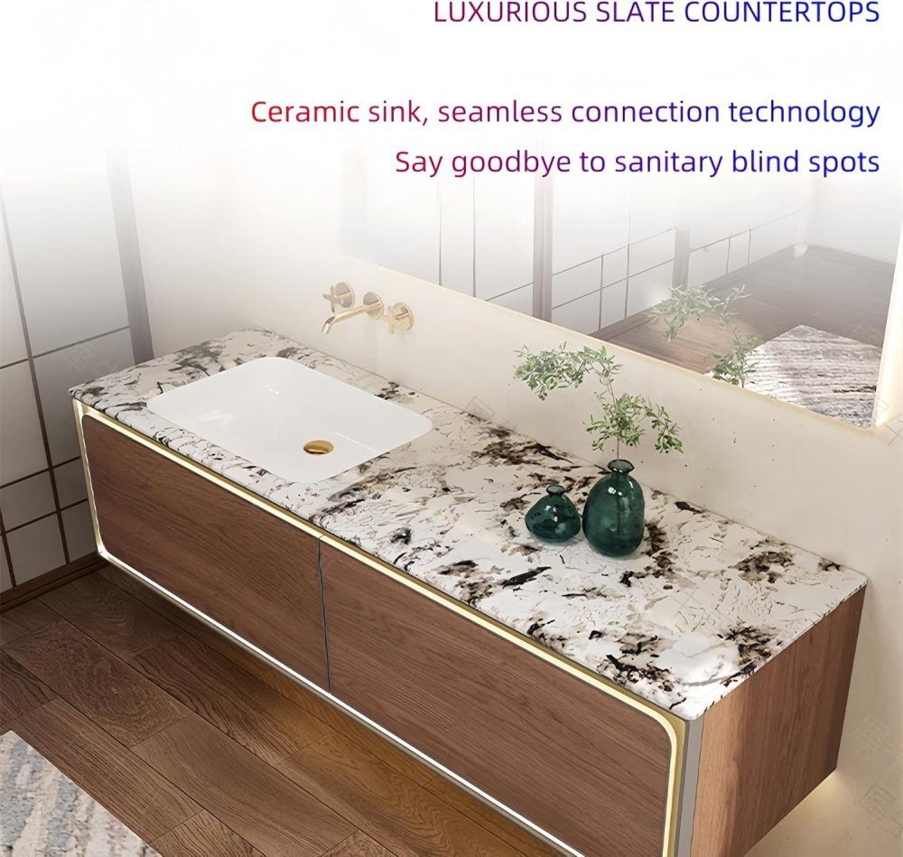 76 in Modern Bathroom Vanity with Sink - Floating Bathroom Vanity Set | Includes LED Smart Defogging Mirror Cabinet & Faucet | Multi-Layer Solid Wood Stylish Design | Smart Sensor Light