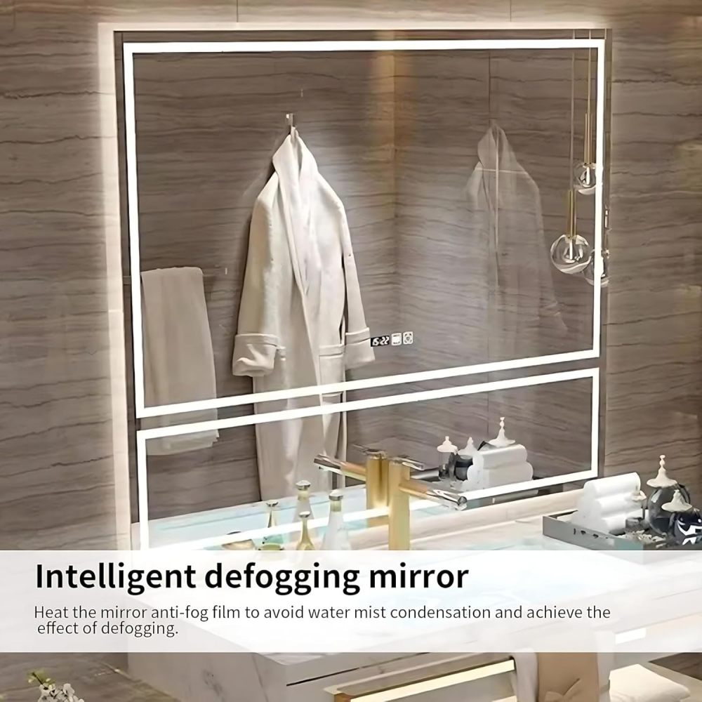 Bathroom Vanity with Sink - Modern Single/Double Sink Floating Bathroom Vanity Cabinet with LED Defog Mirror Set, Faucet Accessories Included (Single Sink,32")