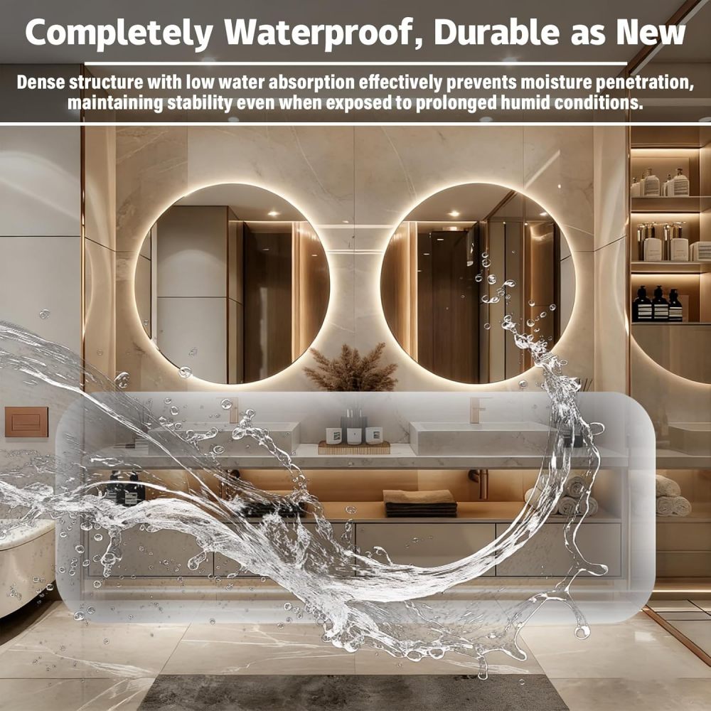 Khaki 64IN Double Bathroom Vanity with Sink - Luxury Floating Bathroom Vanity Set | Equipped with LED Smart Defogging Mirror | Marble Countertop | Multi-Layer Solid Wood