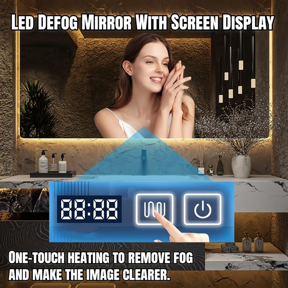 92" Bathroom Vanity with Sink - Modern Floating Bathroom Sink Cabinet with Anti-Fog Mirror, Motion Sensor Lights, Waterproof Storage, and Complete Combo Set,Black