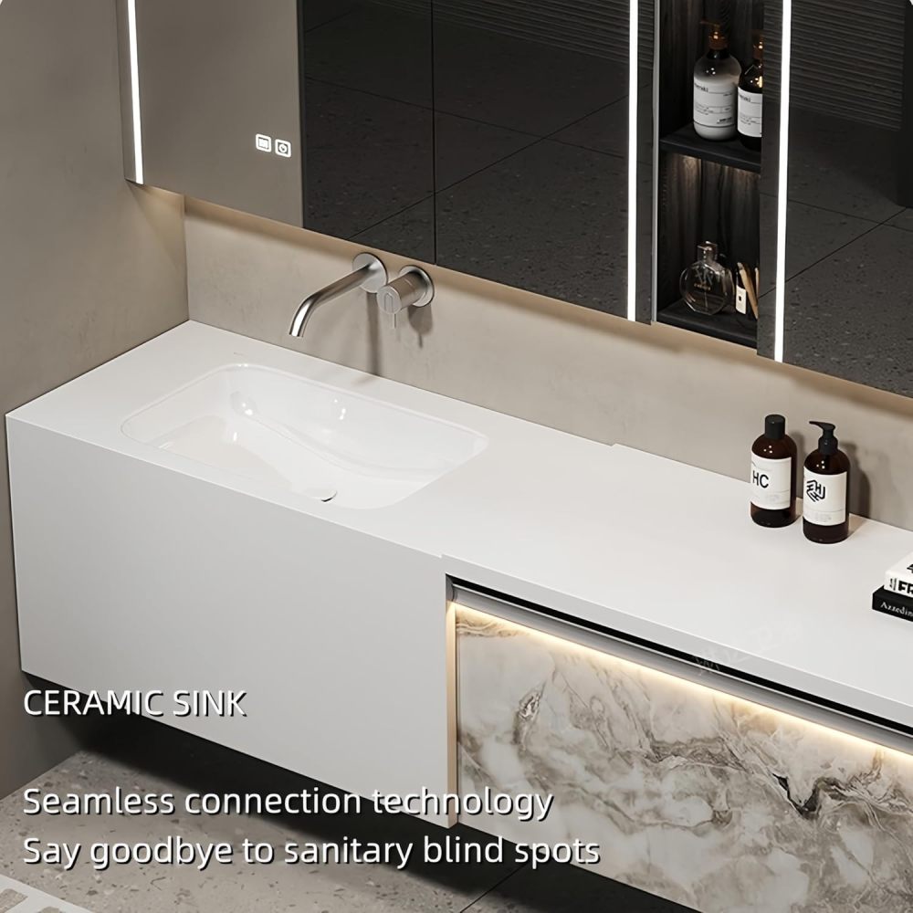 40 IN Luxury Bathroom Vanity with Sink - Floating Bathroom Vanity Set | Includes LED Smart Defogging Mirror Cabinet & Sensor Light | Stylish Modern Design | Multi-layer Solid Wood Material | GRAY