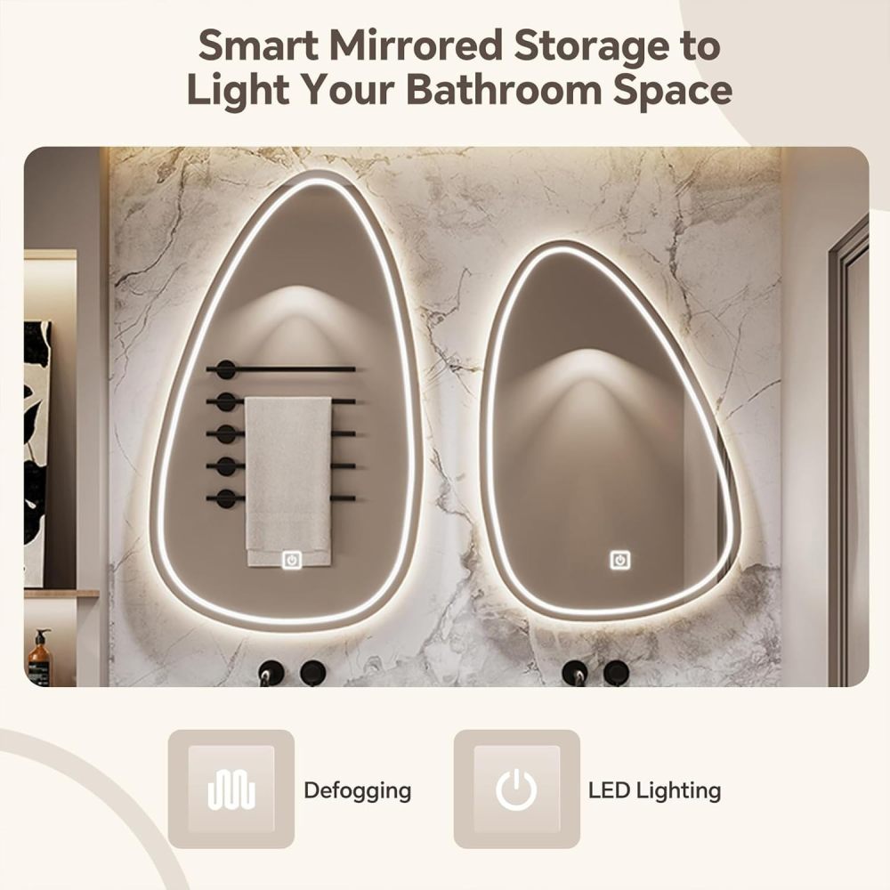 54IN Double Bathroom Vanity with Sink - Luxury Bathroom Vanity Set | Wall-Mounted | Equipped with LED Smart Defogging Mirror | Marble Countertop | Oak