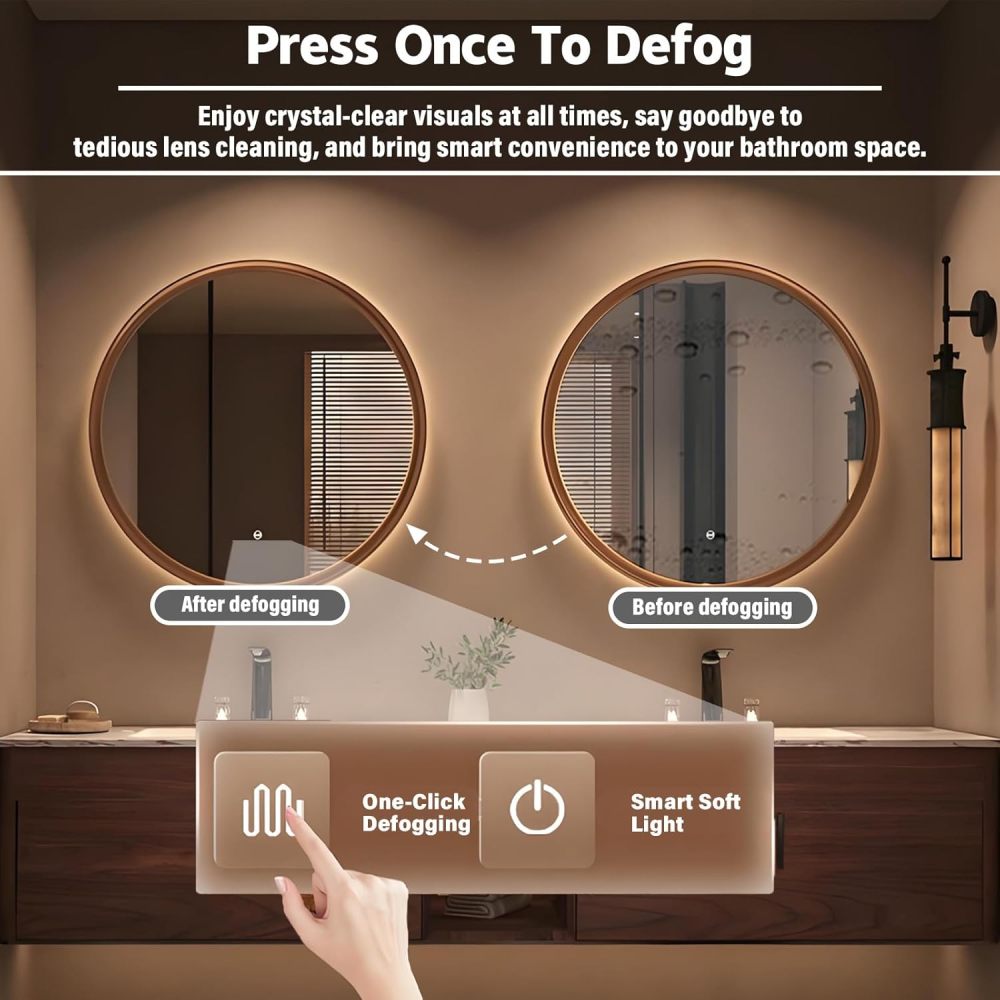 98IN Double Bathroom Vanity with Sink - Wall-Mounted Bathroom Vanity Set | Equipped with LED Smart Defogging Mirror | Luxurious Spacious Design | Marble Countertop | Multi-Layer Solid Wood