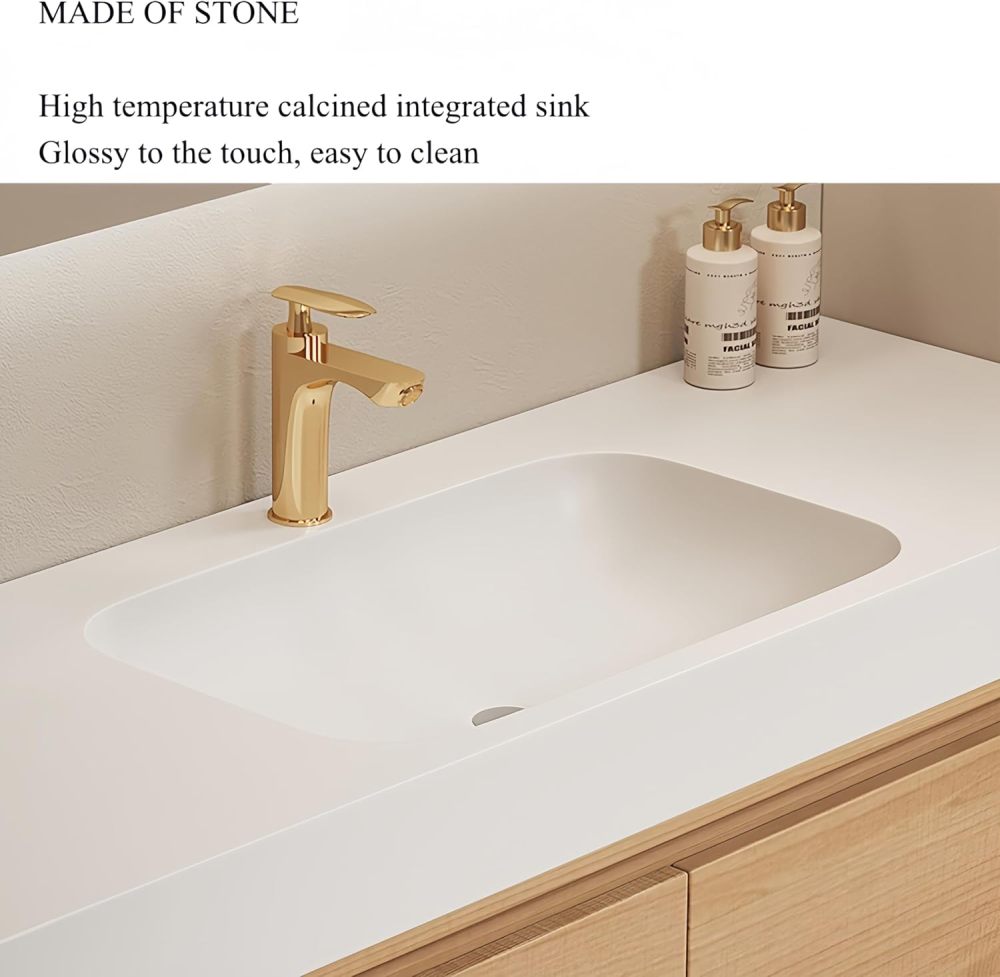 60 in Solid Wood Bathroom Vanity with Sink - Modern Floating Vanity Cabinet with LED Anti-Fog Mirror | Stylish Wall-Mounted Storage for Contemporary Bathrooms