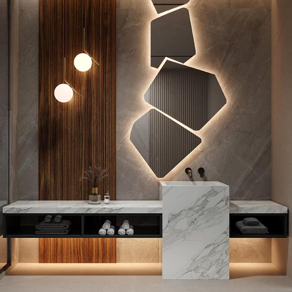 80IN Bathroom Vanity - Modern Bathroom Vanity with Anti-Fog Mirror Cabinet, One-Touch Defog & Lighting, Luxury Sink Cabinet with Multiple Storage Areas, No Assembly Required, Black