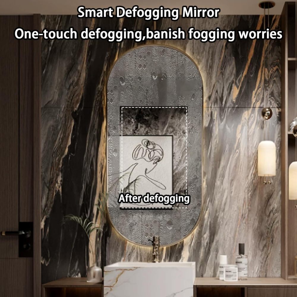 78IN Bathroom Vanity - Bathroom Vanity with Sink, Includes Smart Defog Mirror, One-Touch Defog & Lighting, Solid Wood Sink Cabinet with Drawers & Open Storage, White