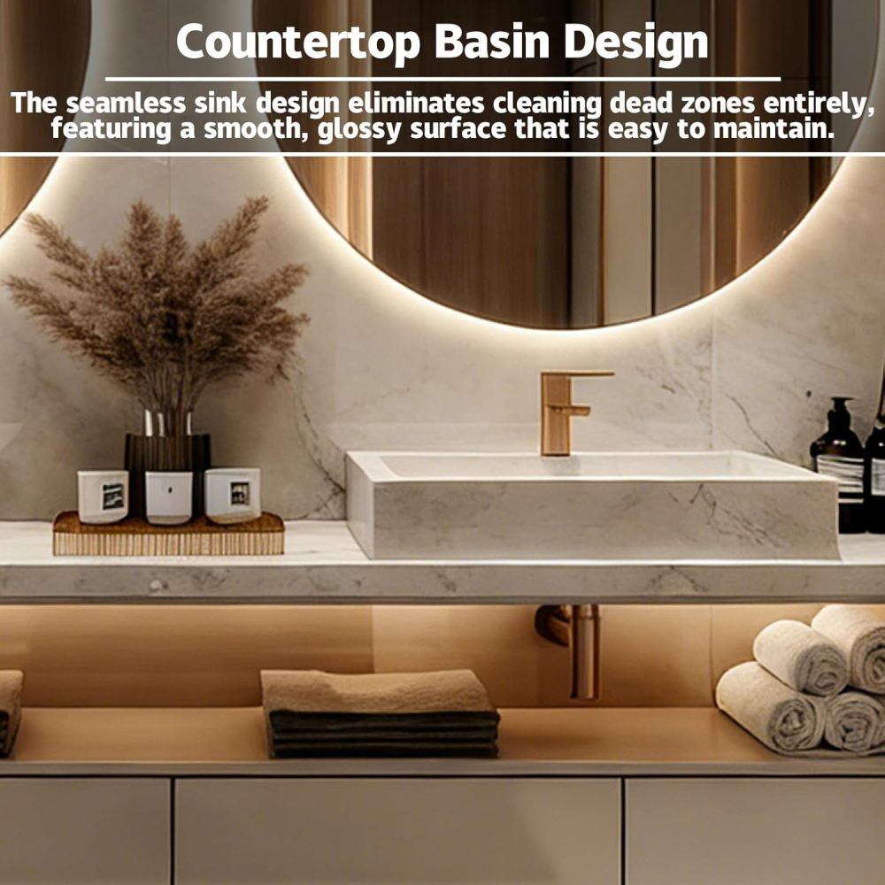 Khaki 64IN Double Bathroom Vanity with Sink - Luxury Floating Bathroom Vanity Set | Equipped with LED Smart Defogging Mirror | Marble Countertop | Multi-Layer Solid Wood