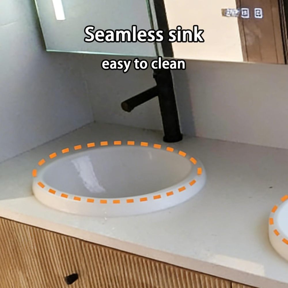 94IN Bathroom Vanity - Modern Bathroom Vanity with Anti-Fog Mirror Cabinet, One-Touch Defog & Lighting, Solid Wood Sink Cabinet with 3 Drawers & 2 Doors, No Assembly Required, Wood