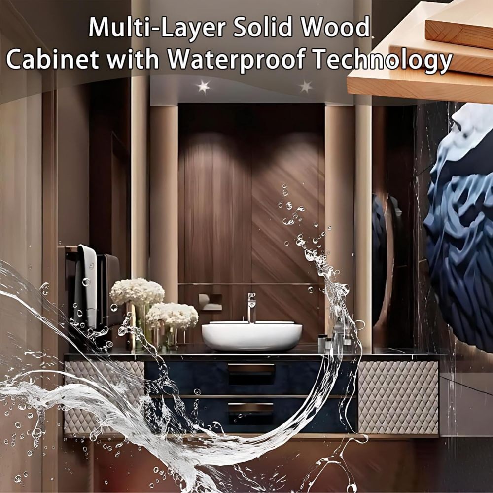 76IN Bathroom Vanity with Sink - Luxury Bathroom Vanity with Smart Defog Mirror, One-Touch Defog, Floating Sink Cabinet with Multiple Storage Areas, No Assembly Required, Blue - Mirror