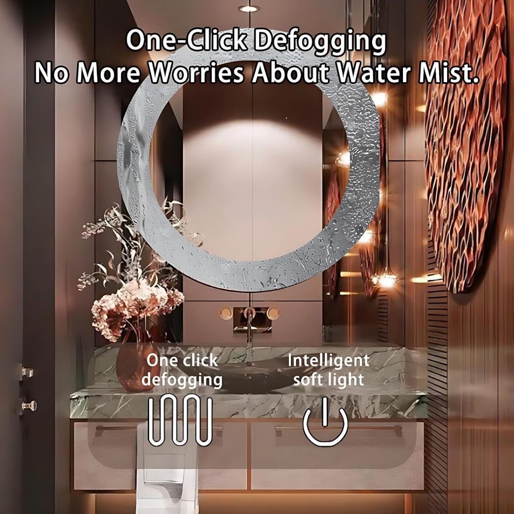 36IN Bathroom Vanity with Sink - Modern Bathroom Vanity with Smart Defog Mirror, One-Touch Defog & Lighting, Floating Sink Cabinet with 2 Drawers, No Assembly Required, Off-White Mirror