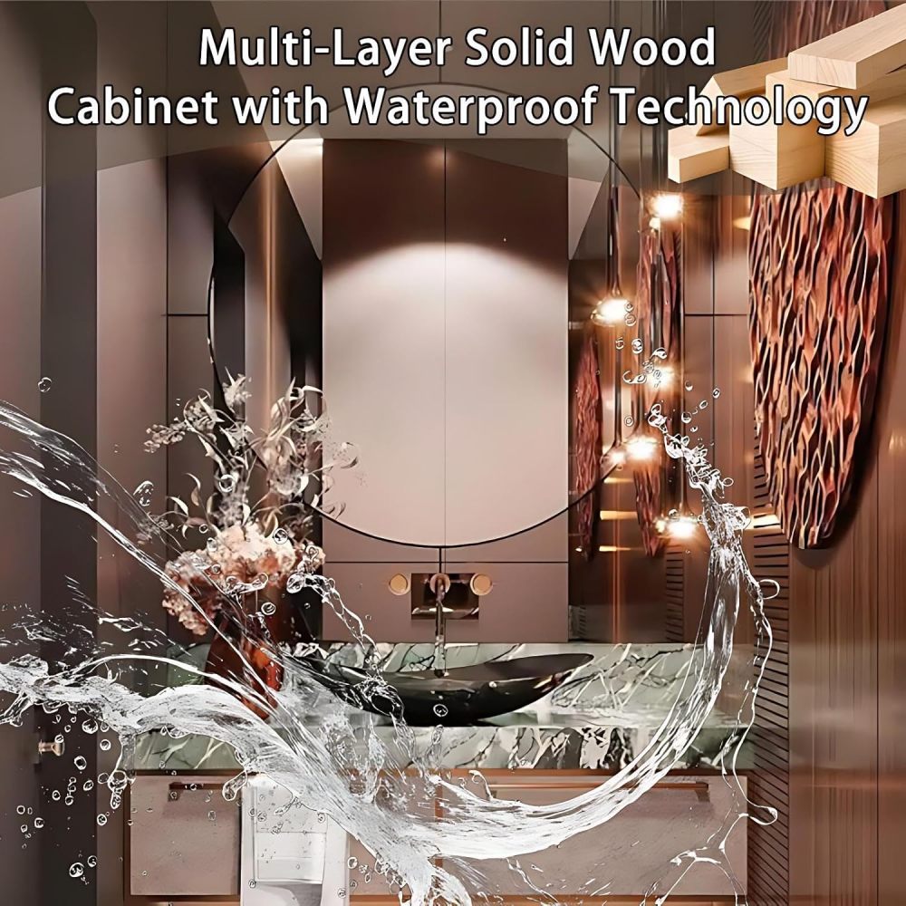 36IN Bathroom Vanity with Sink - Modern Bathroom Vanity with Smart Defog Mirror, One-Touch Defog & Lighting, Floating Sink Cabinet with 2 Drawers, No Assembly Required, Off-White Mirror