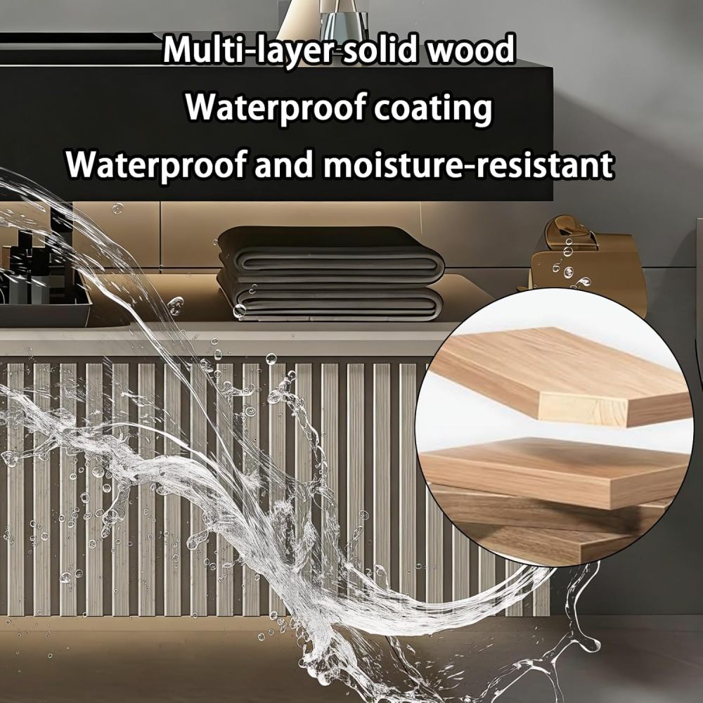 74IN Double Sink Bathroom Vanity - Modern Bathroom Vanity with Smart Defog Mirror, Floating Sink Cabinet with 3 Drawers, Complete Accessories, No Assembly Required, Khaki