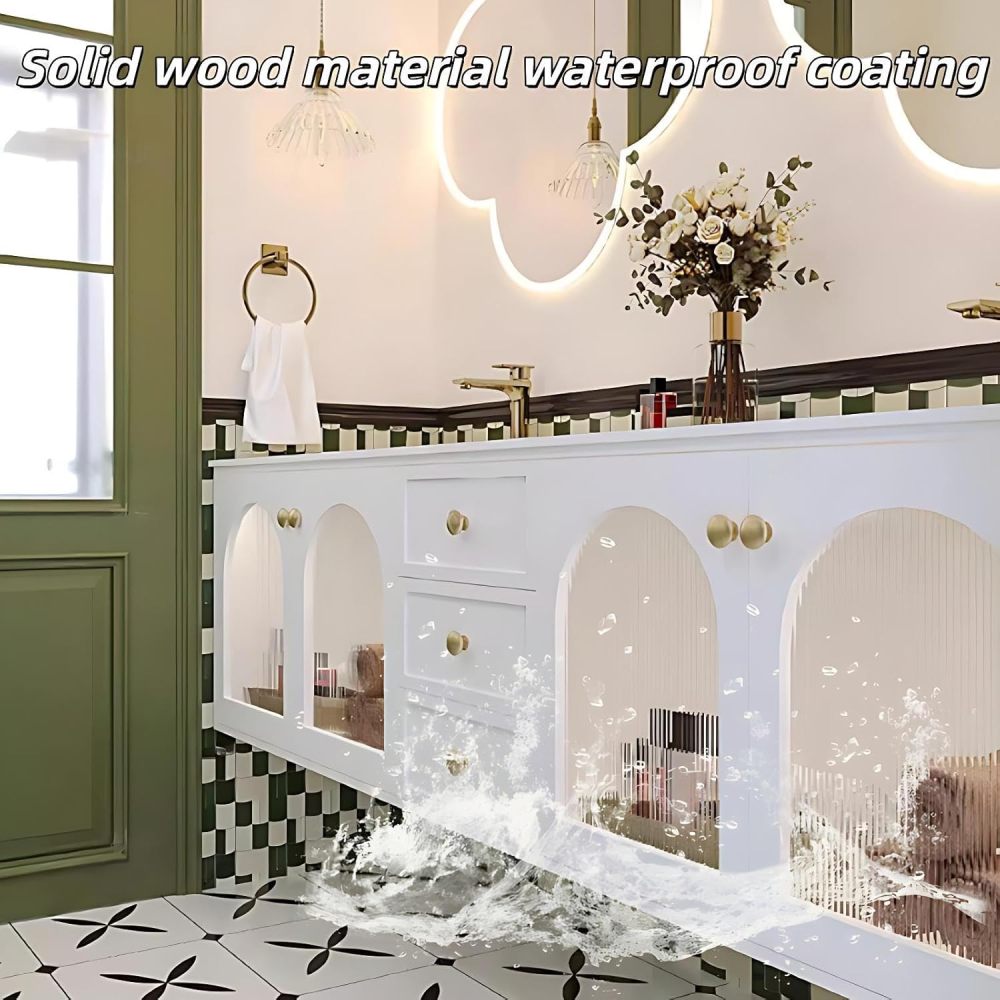 68 inch Double Sink Bathroom Vanity - Wall-Mounted Bathroom Vanity Cabinet with Anti-Fog Mirror, Seamless Basin, Unique Mirror Shape, Solid Wood, Fully Assembled, White