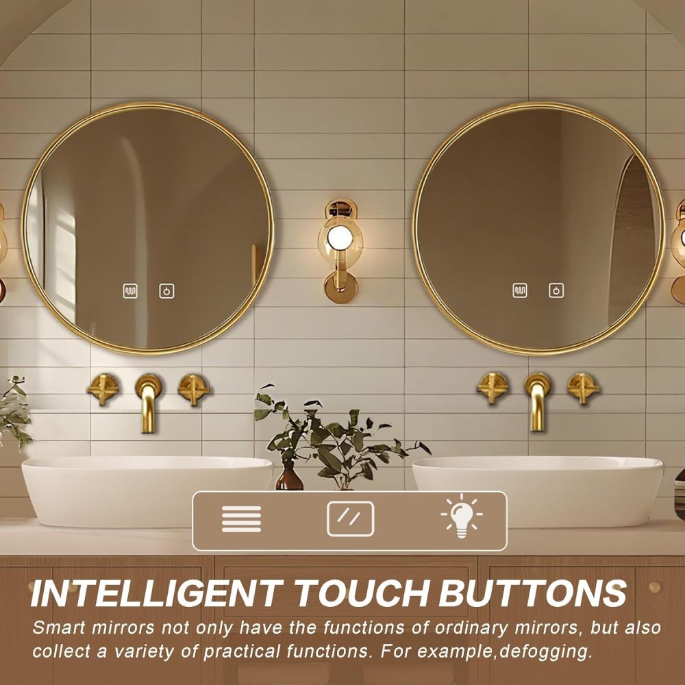 Bathroom Vanity - Floating Bathroom Vanity with Above Counter Double Sinks Includes Brown Wall Mounted Storage Cabinet, Smart Defog Mirrors(68IN)