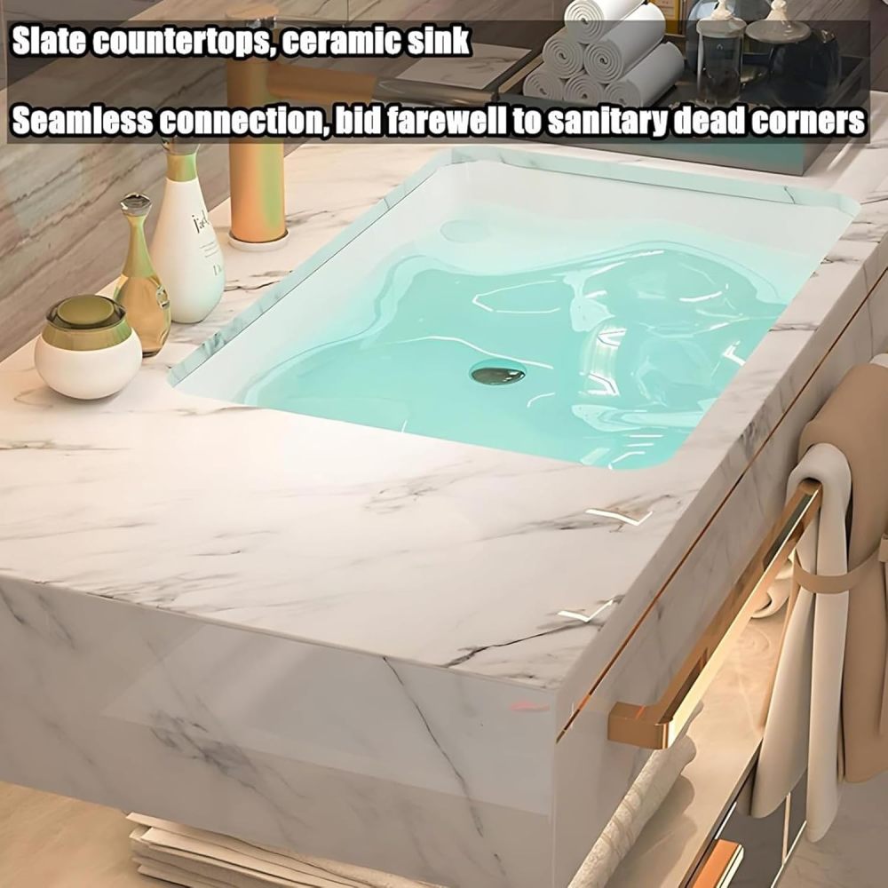 70IN Bathroom Vanity with Sink - Luxury Bathroom Vanity with Smart Defog Mirror, One-Touch Defog & Lighting, Floating Sink Cabinet with Multiple Storage Areas, No Assembly Required, Grey