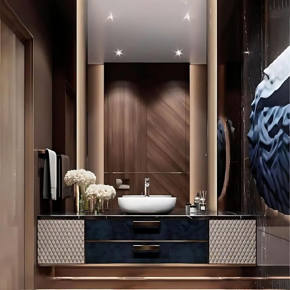 76IN Bathroom Vanity with Sink - Luxury Bathroom Vanity with Smart Defog Mirror, One-Touch Defog, Floating Sink Cabinet with Multiple Storage Areas, No Assembly Required, Blue - Mirror