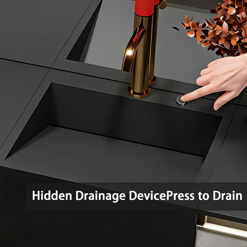 62IN Double Sink Bathroom Vanity - Modern Bathroom Vanity with Smart Defog Mirror, One-Touch Defog & Lighting, Stylish Sink Cabinet with 3 Drawers, No Assembly Required,Black