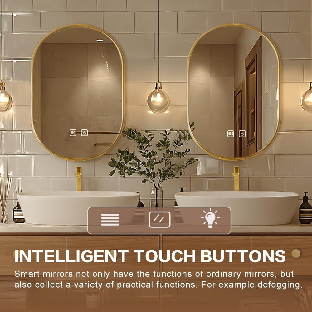 Bathroom Vanity - Retro Bathroom Vanity with Double Sinks Includes Above Counter Sink & Log Style|Open Storage Rack,LED Smart Mirror,Exquisite Handle(92IN)
