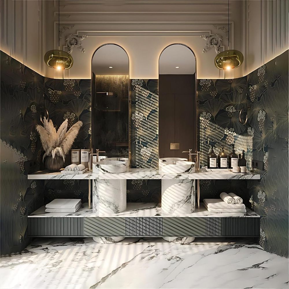 96IN Double Sink Bathroom Vanity - Luxury Floating Bathroom Vanity with Smart Defog Mirror, Modern Bathroom Sink Cabinet with Multiple Storage Areas, No Assembly Required, Grey