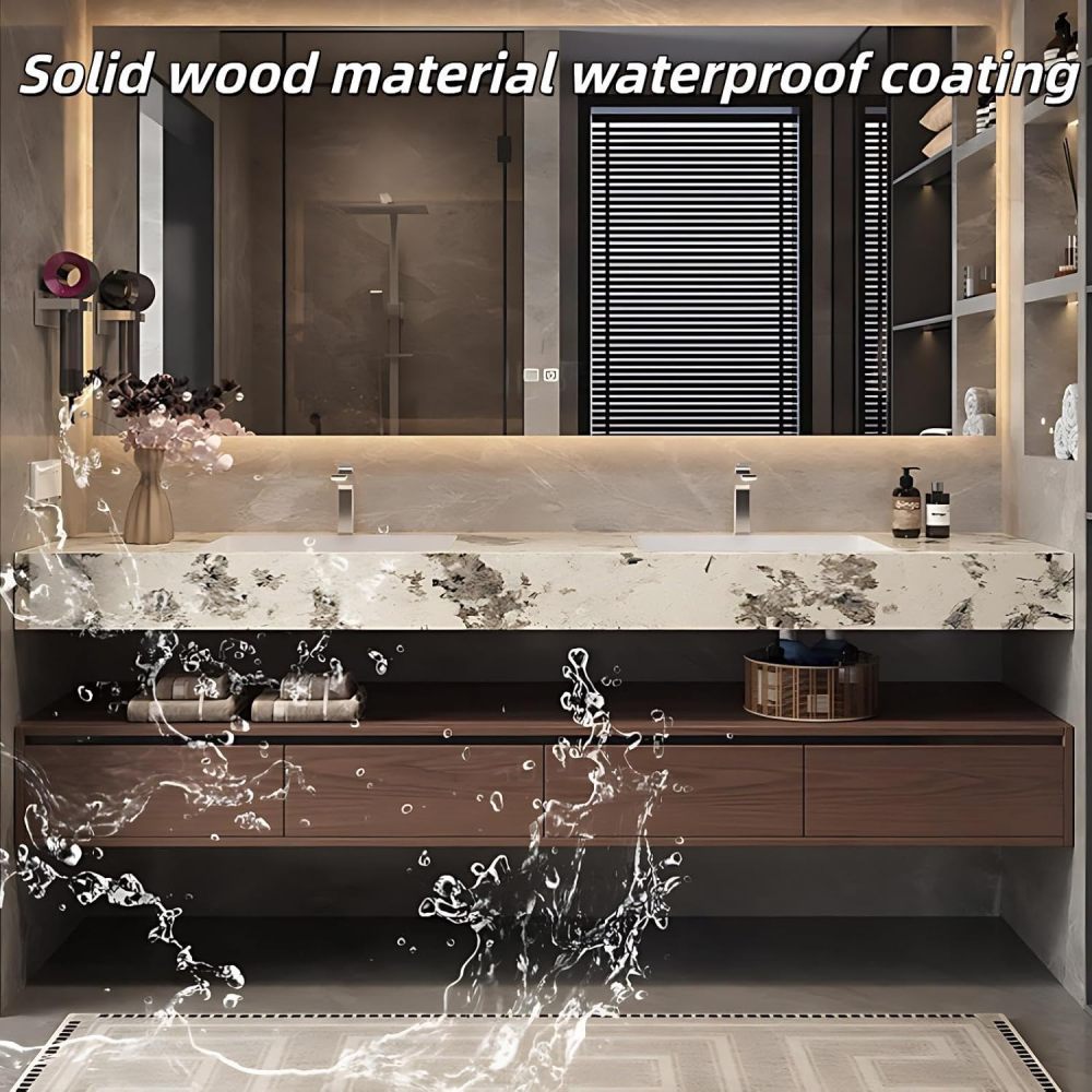 84 inch Double Sink Bathroom Vanity - Luxury Floating Bathroom Vanity with Anti-Fog Mirror Cabinet & 4 Drawers, One-Piece Marble Countertop, Solid Wood, Fully Assembled, Wood