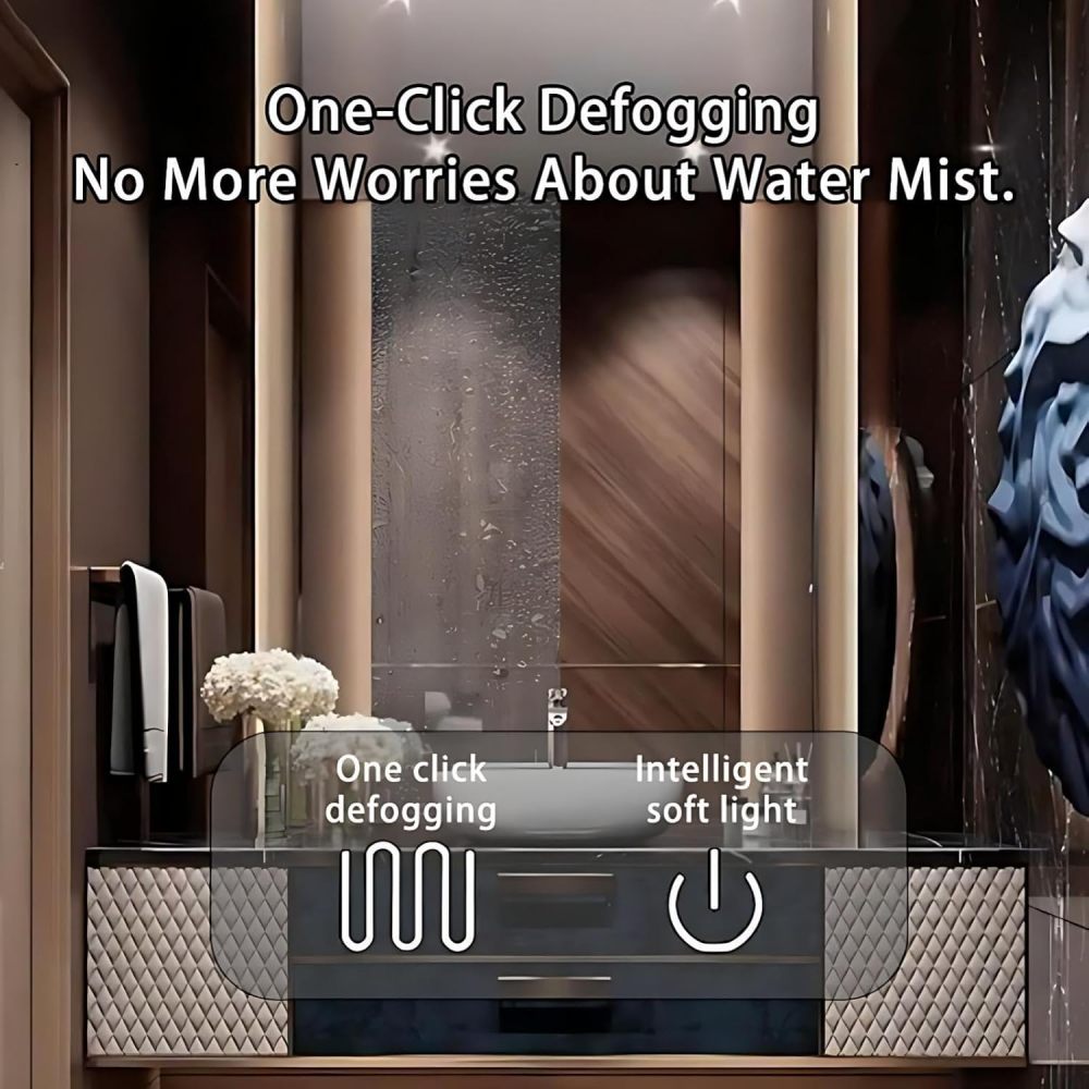 76IN Bathroom Vanity with Sink - Luxury Bathroom Vanity with Smart Defog Mirror, One-Touch Defog, Floating Sink Cabinet with Multiple Storage Areas, No Assembly Required, Blue - Mirror