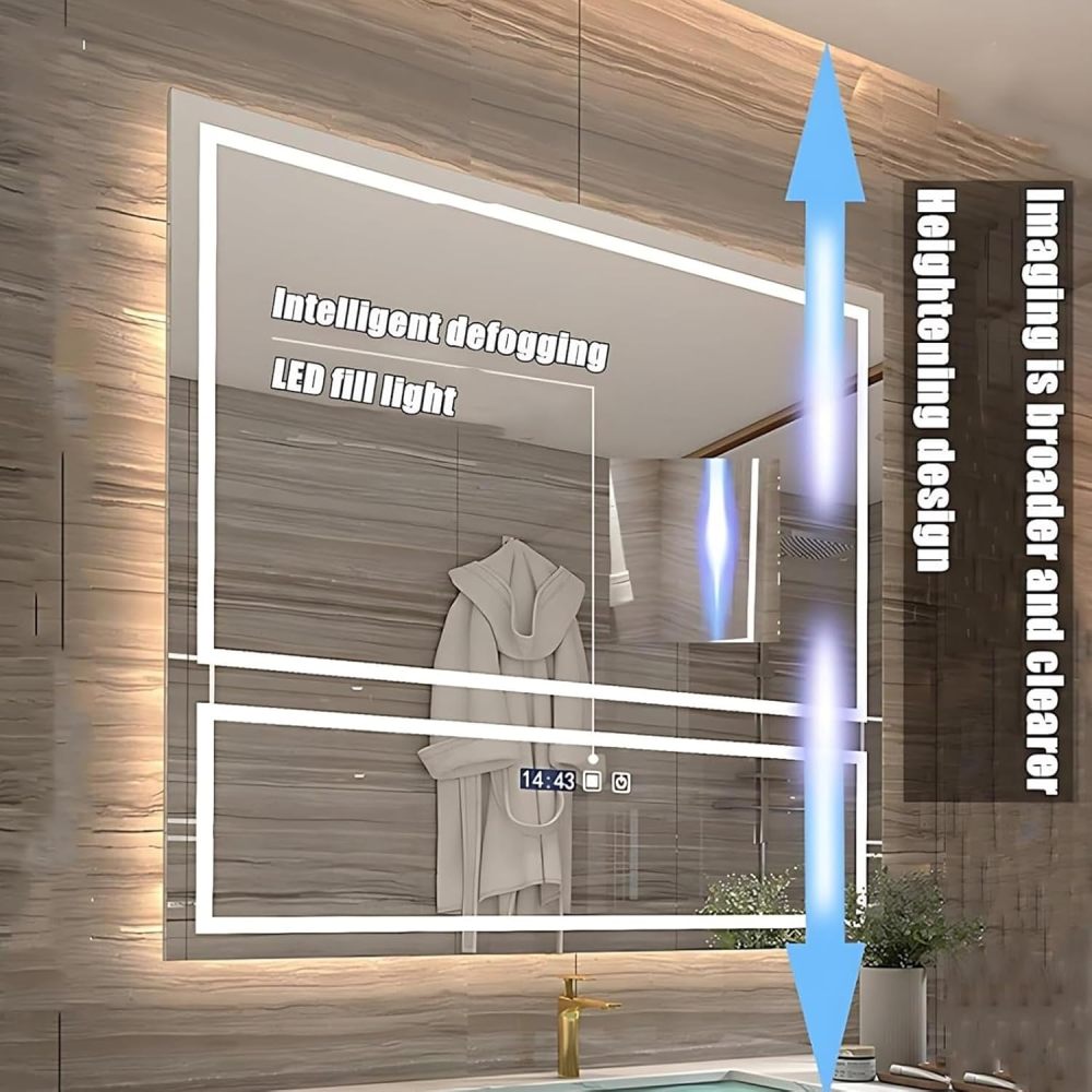 70IN Bathroom Vanity with Sink - Luxury Bathroom Vanity with Smart Defog Mirror, One-Touch Defog & Lighting, Floating Sink Cabinet with Multiple Storage Areas, No Assembly Required, Grey