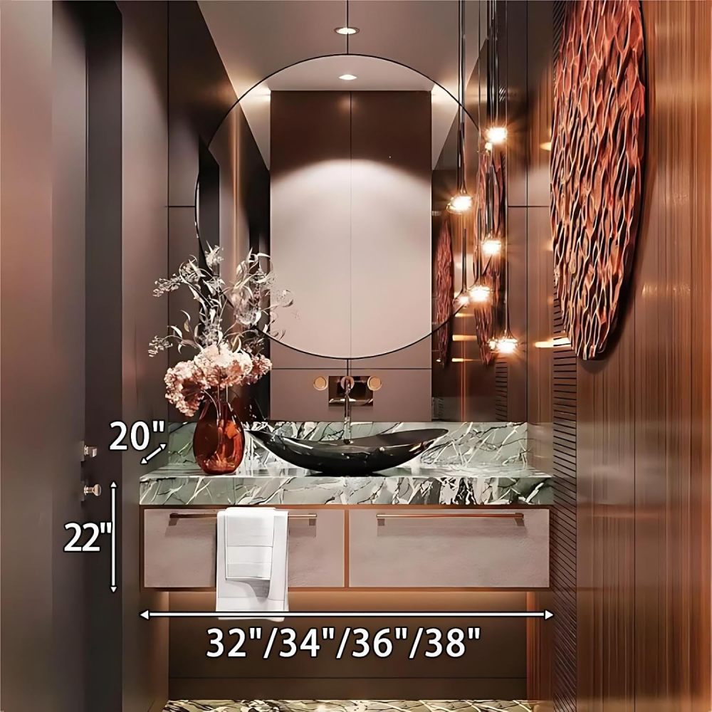 36IN Bathroom Vanity with Sink - Modern Bathroom Vanity with Smart Defog Mirror, One-Touch Defog & Lighting, Floating Sink Cabinet with 2 Drawers, No Assembly Required, Off-White Mirror