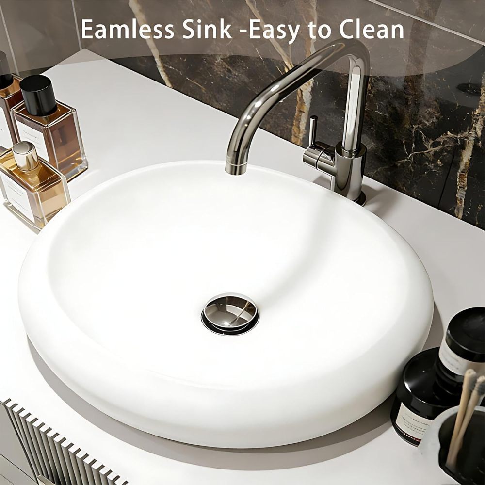 104IN Bathroom Vanity - Modern Bathroom Vanity with Smart Defog Mirror & 3 Drawers, One-Touch Defog & Lighting, Floating Sink Cabinet with Seamless Sink, No Assembly Required, Grey - Mirror