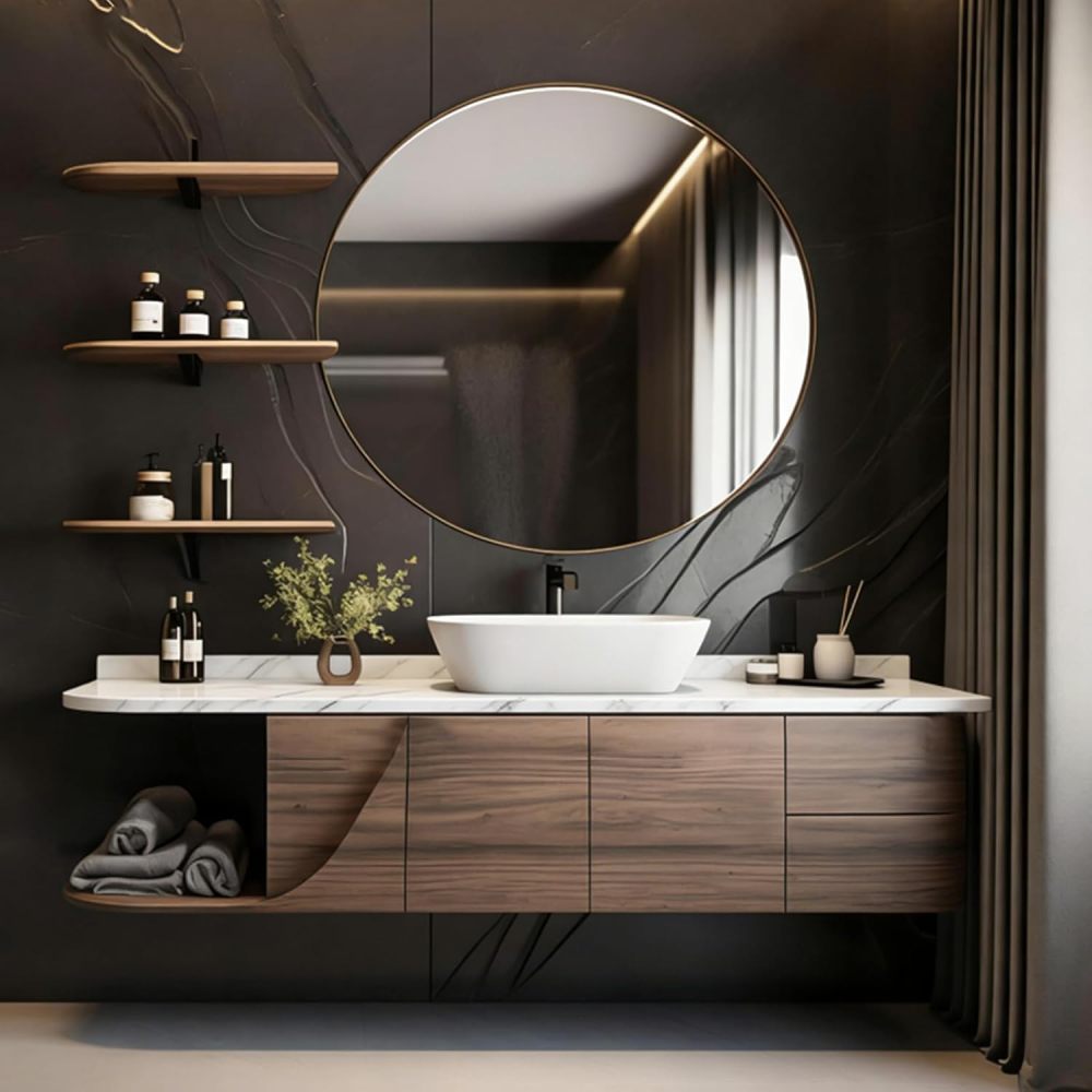 Bathroom Vanity with Sink - Floating Bathroom Vanity with Smart Anti Fog Mirror, Elegant Sink Cabinet with Multifunctional Storage, Complete Accessories (74IN,Sintered Stone)