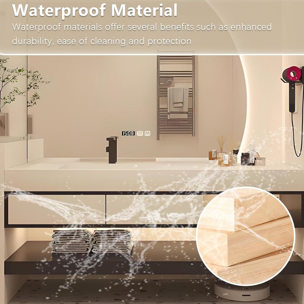 74IN Bathroom Vanity - Modern Bathroom Vanity with Seamless Sink & Smart Defog Mirror, Floating Sink Cabinet with Drawer & Open Storage Area, No Assembly Required