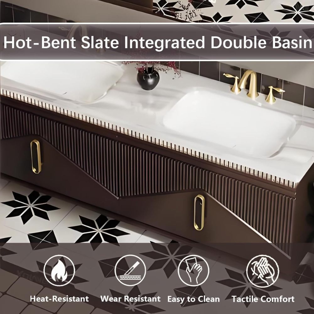 60IN Bathroom Vanity - Luxury Bathroom Vanity with Smart Defog Mirror & 2 Drawer, Modern Floating Sink with Seamless Sink, Complete Accessories, No Assembly Required