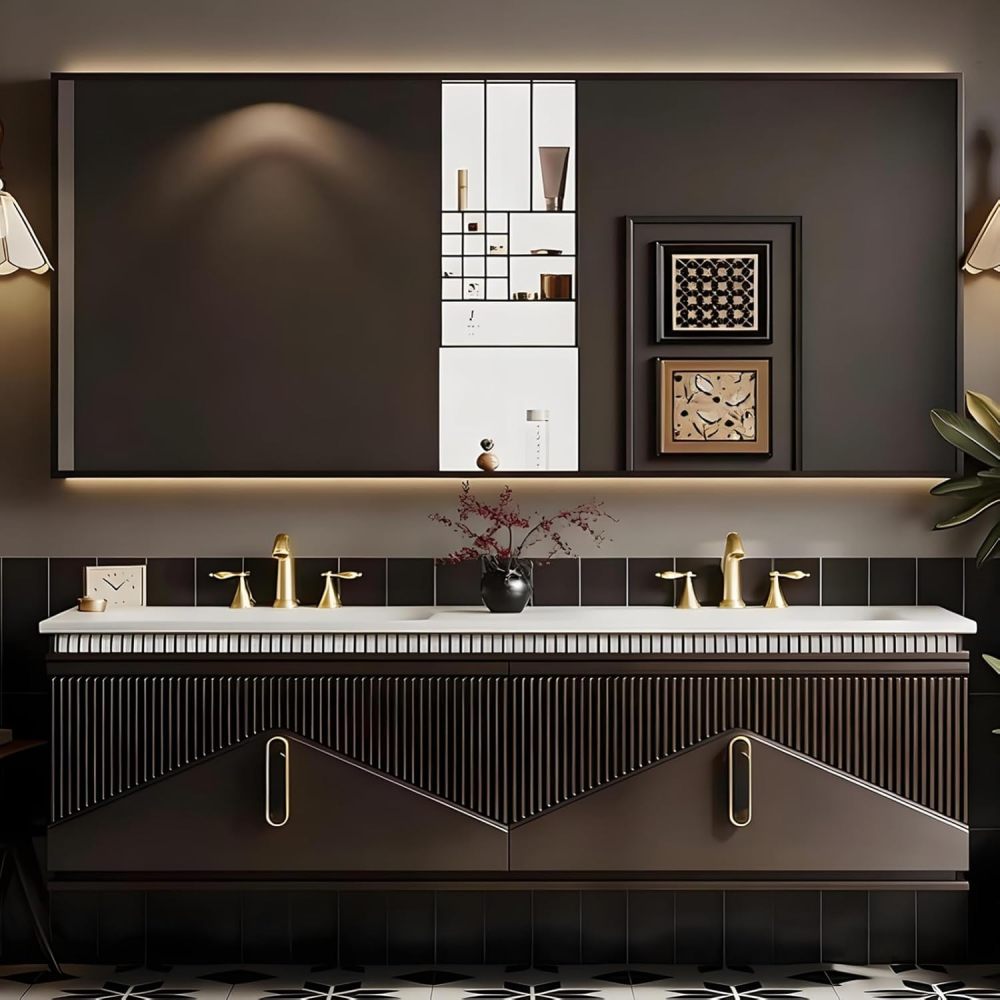 60IN Bathroom Vanity - Luxury Bathroom Vanity with Smart Defog Mirror & 2 Drawer, Modern Floating Sink with Seamless Sink, Complete Accessories, No Assembly Required