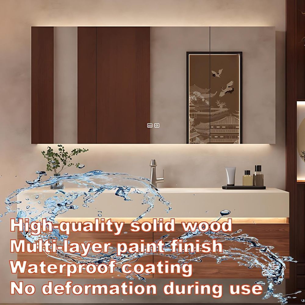 44 inch Bathroom Vanity with Sink - Bathroom Sink Cabinet with Anti-Fog Mirror, Waterproof Finish, Soft-Close Drawers, One-Piece Seamless Basin, Sensor Light, Fully Assembled