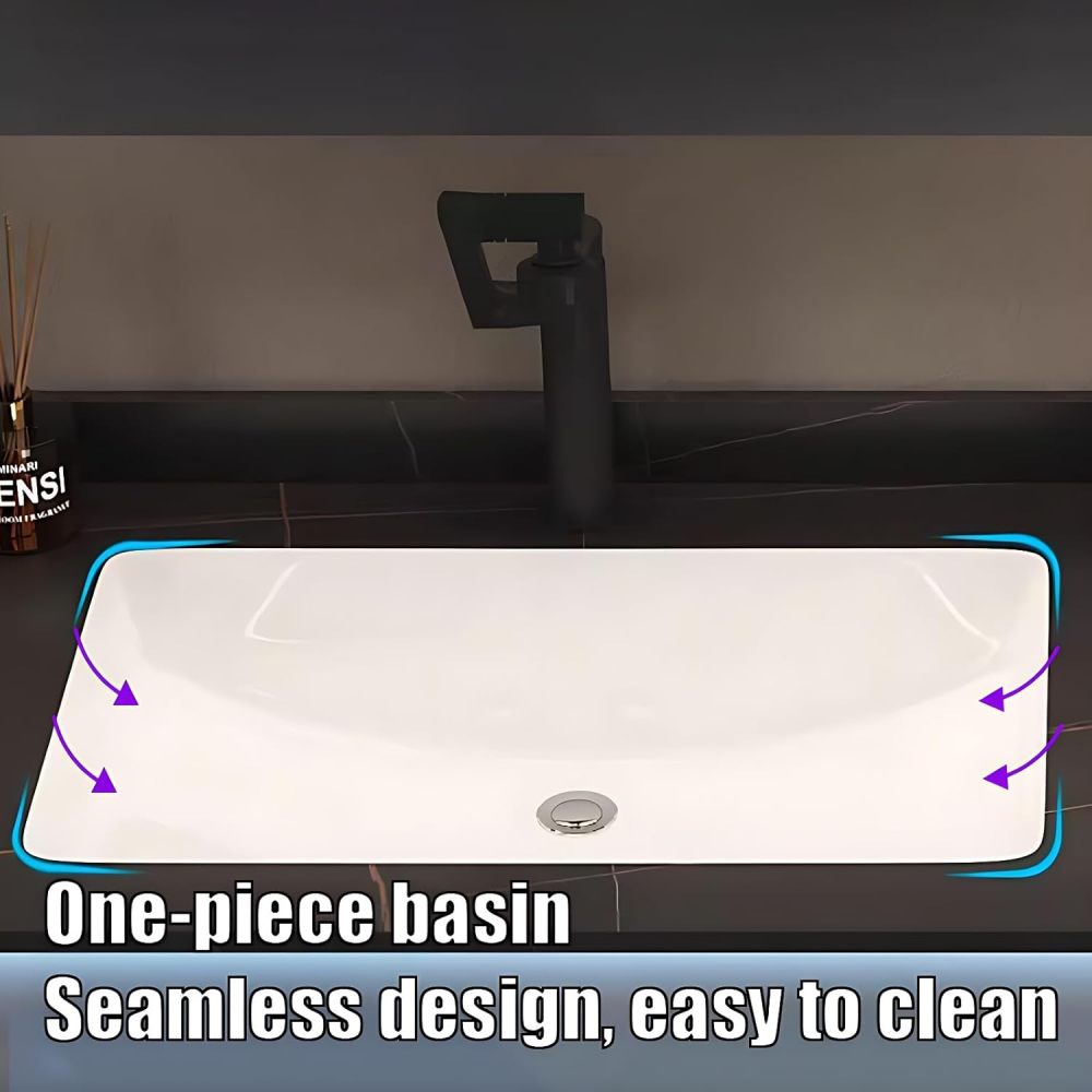 Modern Wall Mounted Bathroom Vanity Set with Sink – Floating Bathroom Vanity Cabinet with LED Anti-Fog Mirror, Sensor Light, 2 Drawers, Cabinet with Sink (32IN)